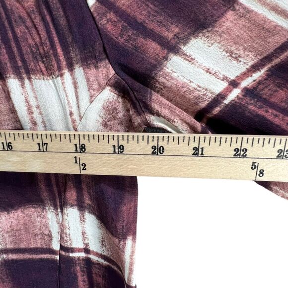 Garnet Hill Tunic Top Women 6 Purple Plaid Crepe Popover Shirt Casual Cottage - Picture 8 of 14